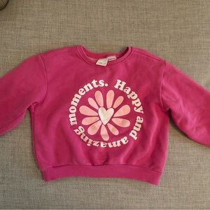 Zara Pink Kids Sweatshirt with Flower and Heart Design